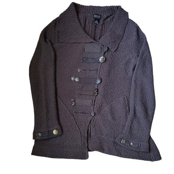 Asymmetrical Cardigan with Unique Button Details Thunder Grey Size Medium - Picture 7 of 14